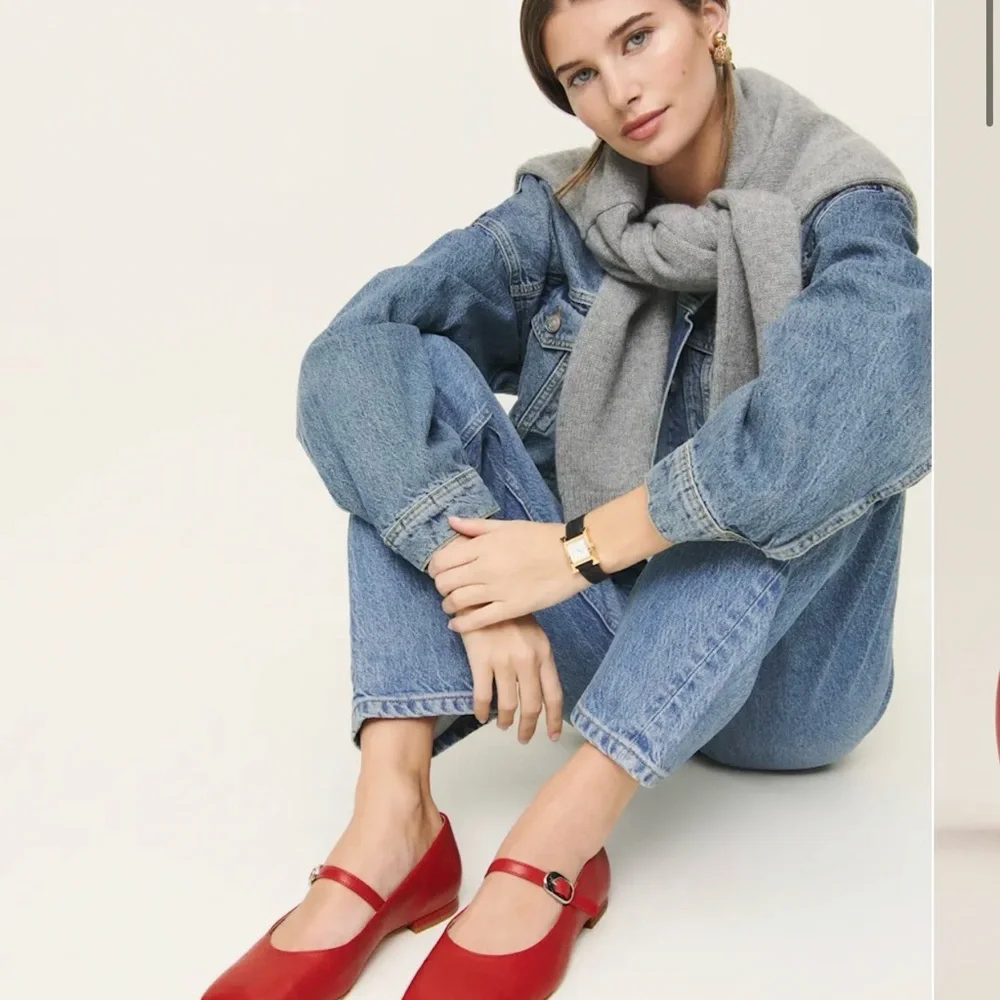 Reformation Red Mary Jane Flats - Picture 2 of 3